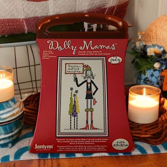 Dolly Mamas Counted Cross Stitch Kit Santa Define Naughty 019 0418 NEW Janlynn - Picture 12 of 16